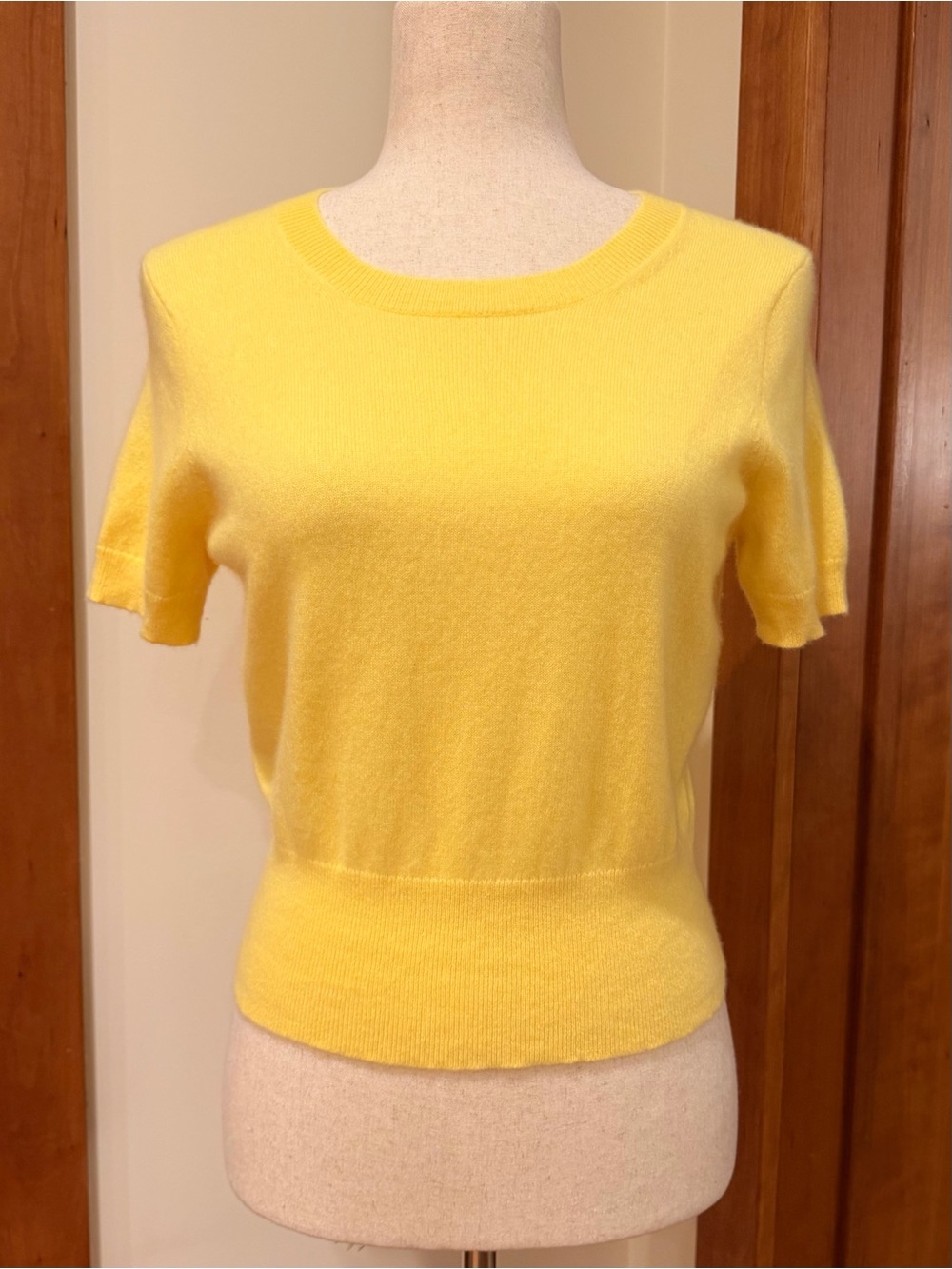 Yellow Short Sleeve Cashmere Knit Top